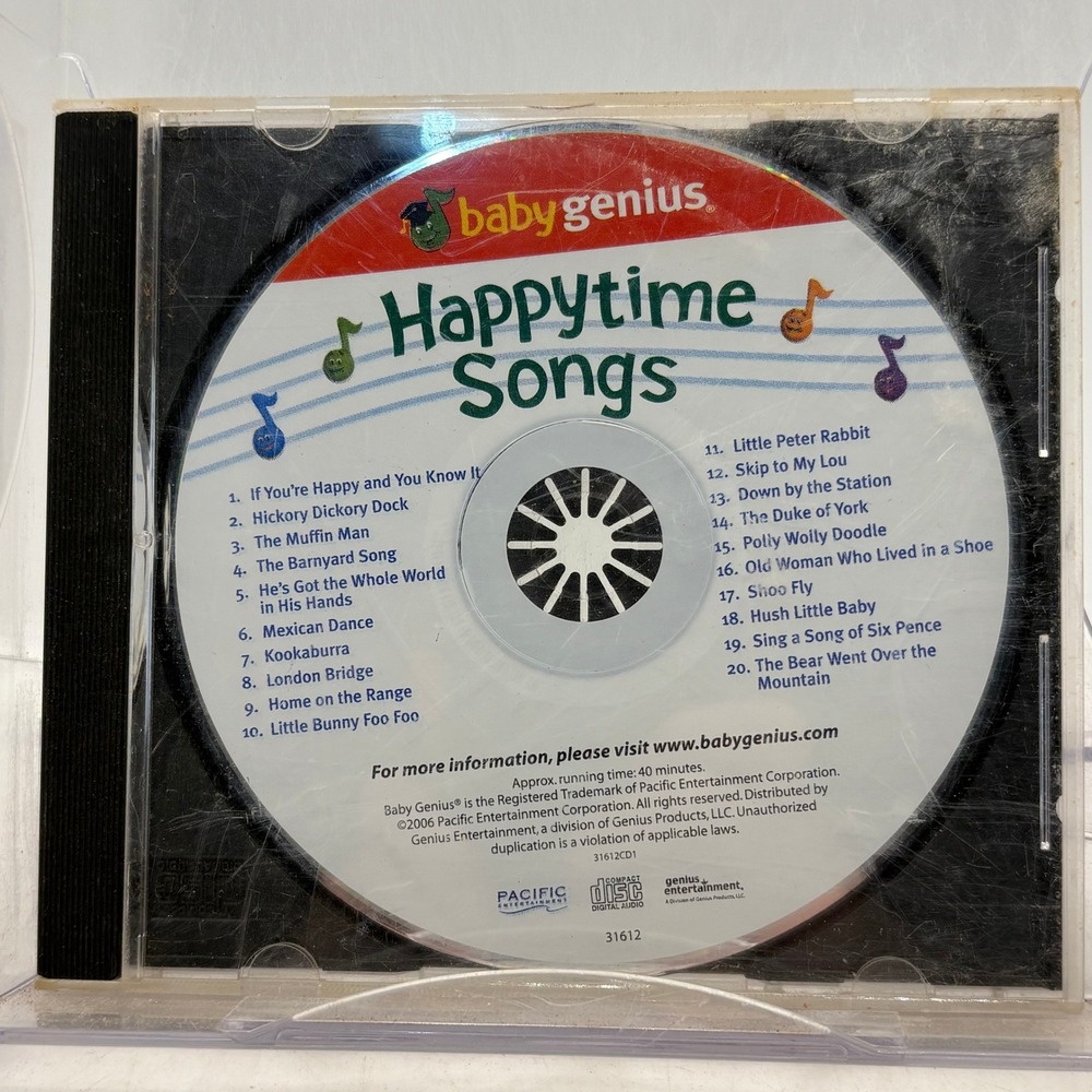 Baby Genius Happytime Songs CD 2006 Childrens Nursery Rhymes 20 Tracks 31612CD1